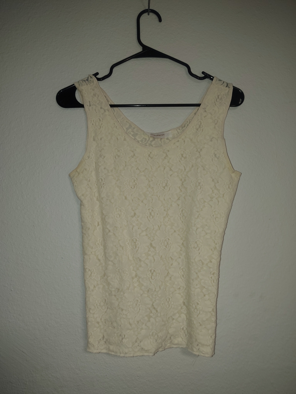 Vintage Ellen Ashley Lace Overlay Cream Tank Top